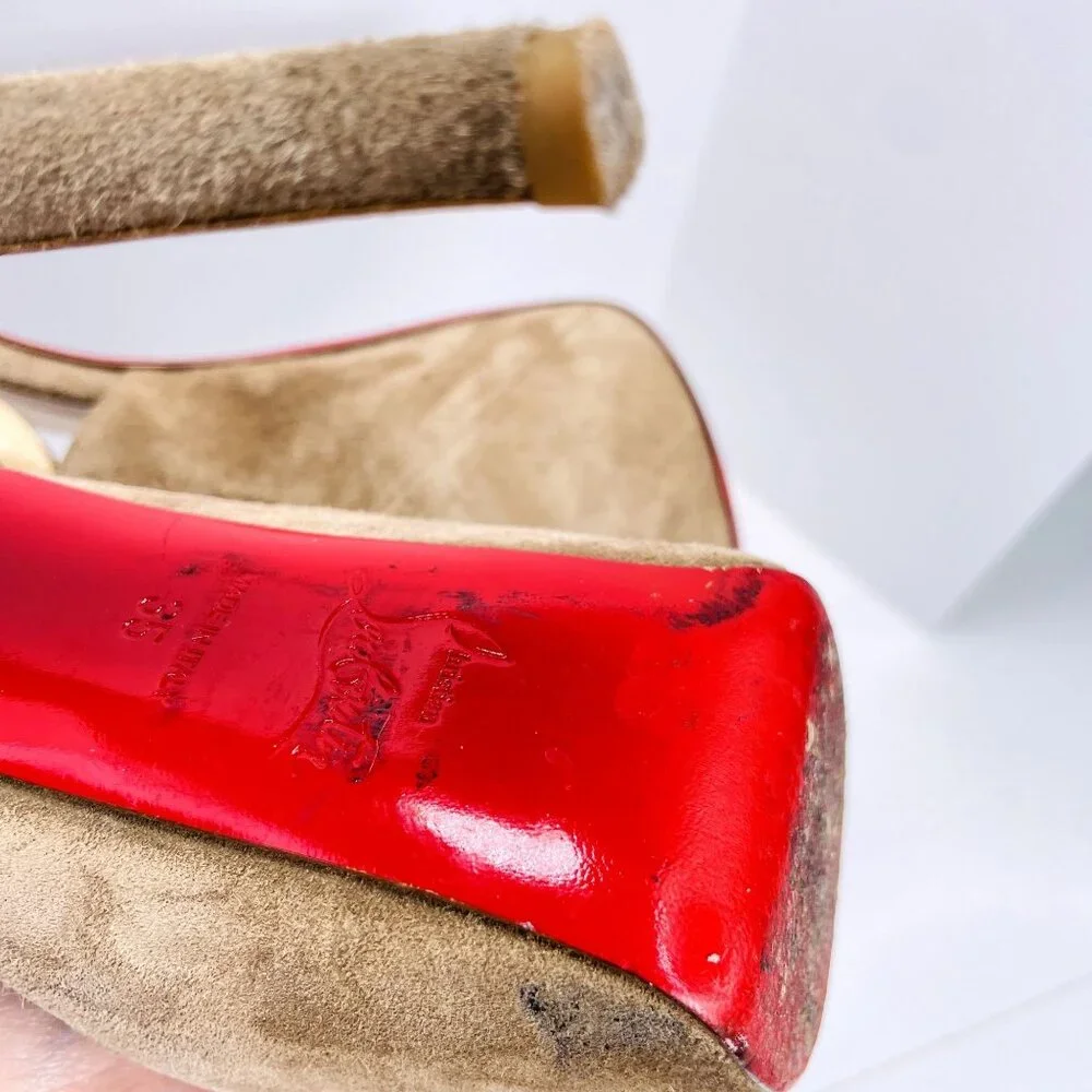 Christian Louboutin Suede Leather Carlotta Ultra High 160mm Platform Heels 35